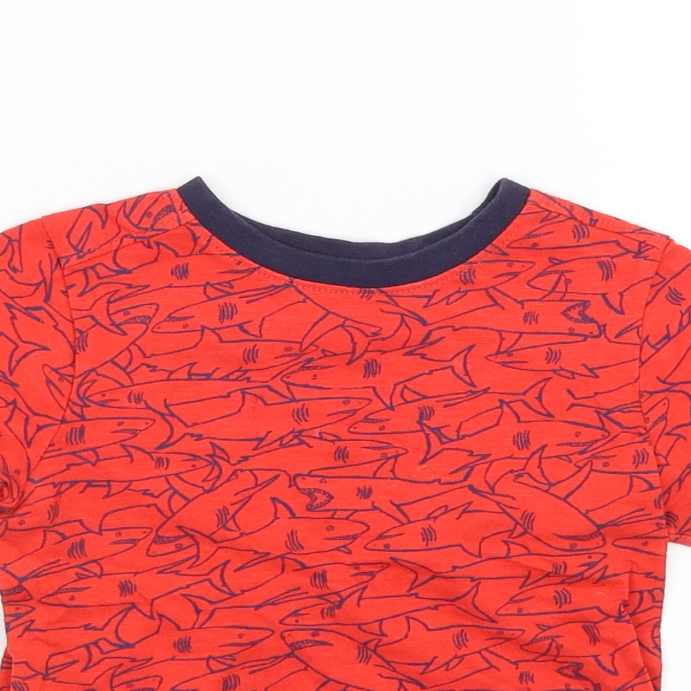 Nutmeg Baby Red   Basic T-Shirt Size 12-18 Months  - Sharks