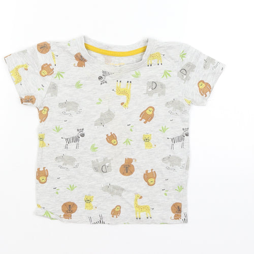 Primark Baby Grey   Basic T-Shirt Size 12-18 Months  - African Animals