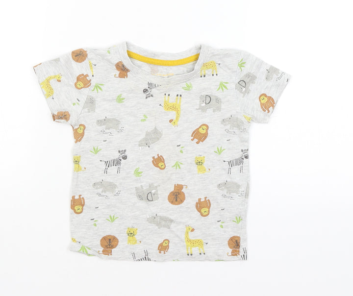 Primark Baby Grey   Basic T-Shirt Size 12-18 Months  - African Animals