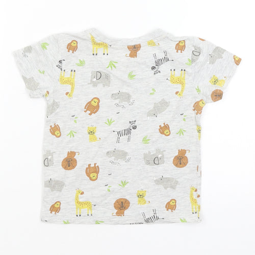 Primark Baby Grey   Basic T-Shirt Size 12-18 Months  - African Animals
