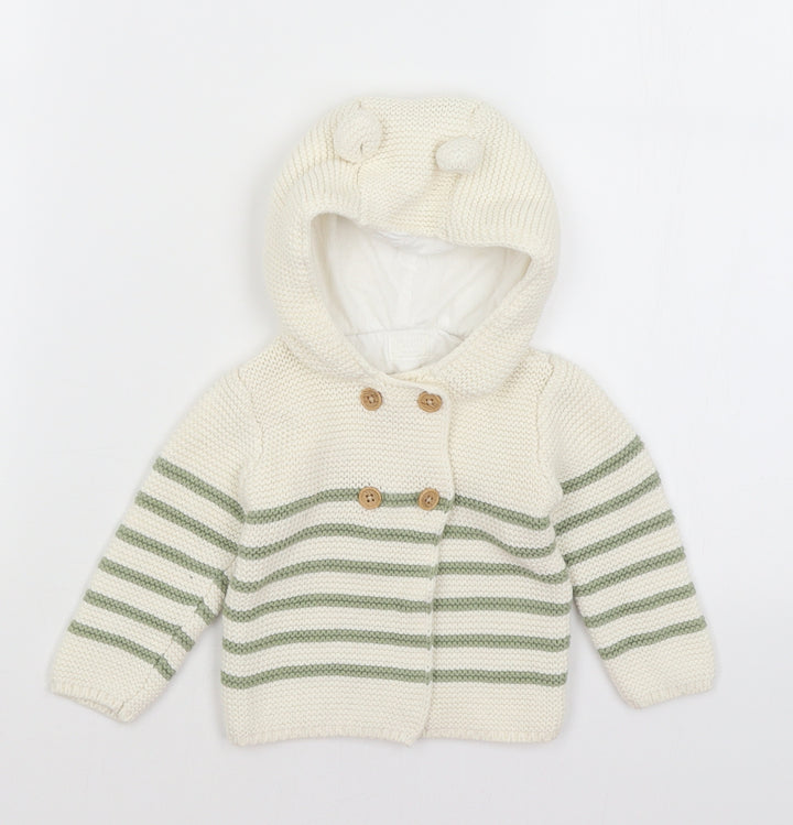 Primark Baby Ivory Striped Cardigan Jumper Size 6-9 Months
