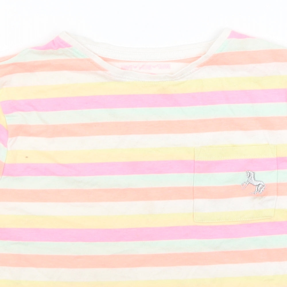 F&F Girls Pink Striped  Basic T-Shirt Size 9-10 Years