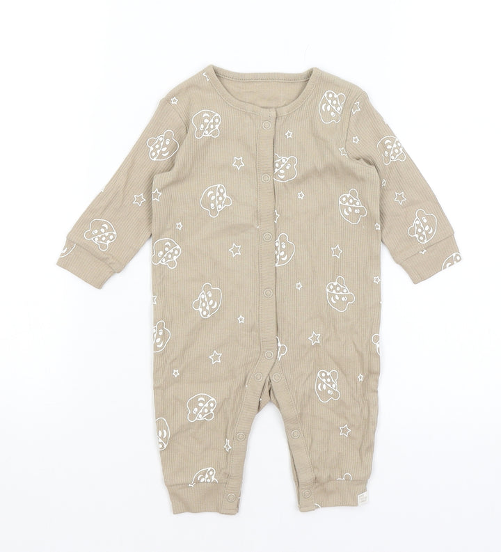 George Baby Brown Babygrow One-Piece Size 0-3 Months - Pudsey