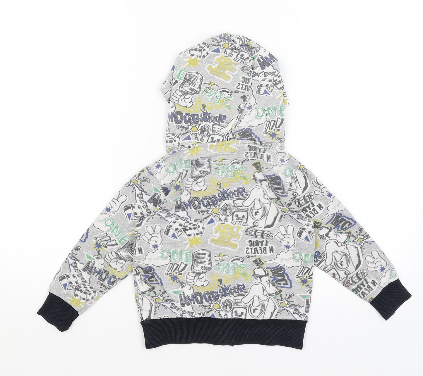 Eldys Boys Grey   Full Zip Hoodie Size 4 Years  - Sketch Graphic