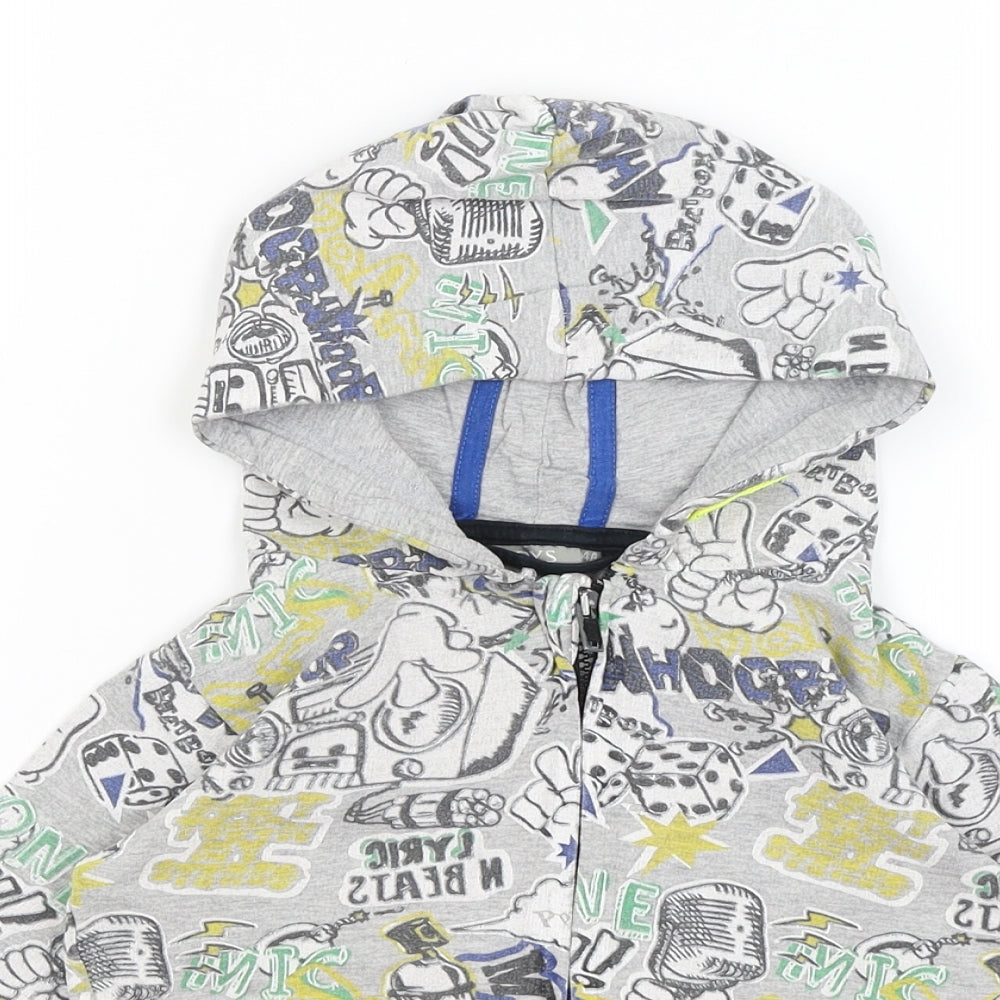 Eldys Boys Grey   Full Zip Hoodie Size 4 Years  - Sketch Graphic