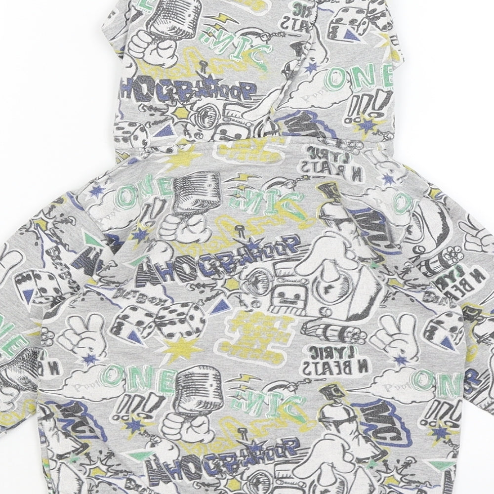 Eldys Boys Grey   Full Zip Hoodie Size 4 Years  - Sketch Graphic