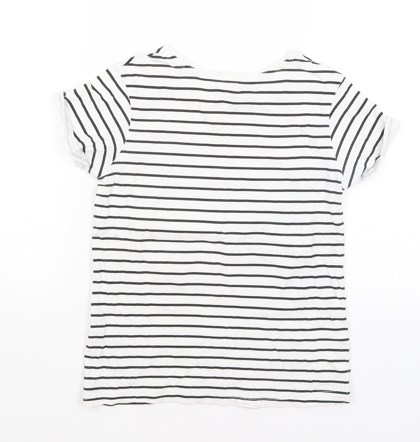 Primark Girls White Striped  Basic T-Shirt Size 9-10 Years  - Embrace Your Inner Unicorn