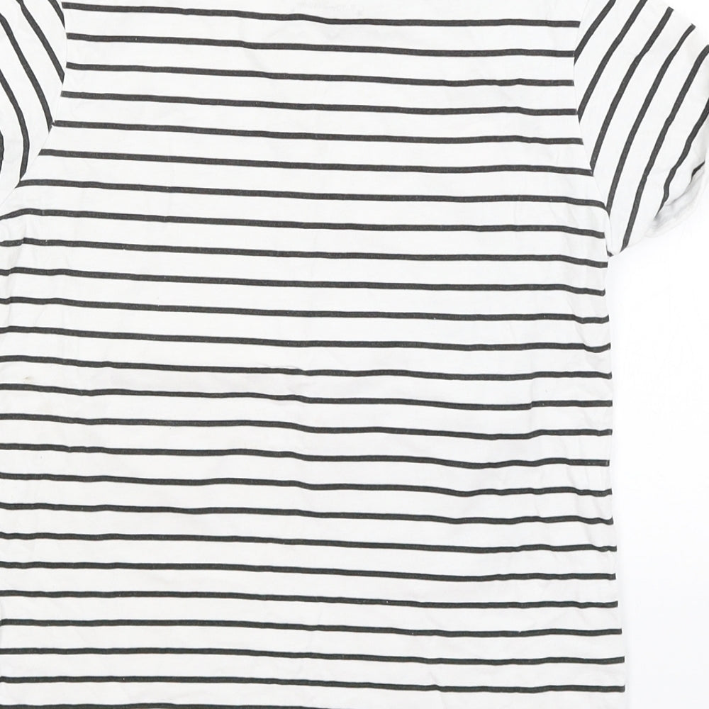 Primark Girls White Striped  Basic T-Shirt Size 9-10 Years  - Embrace Your Inner Unicorn