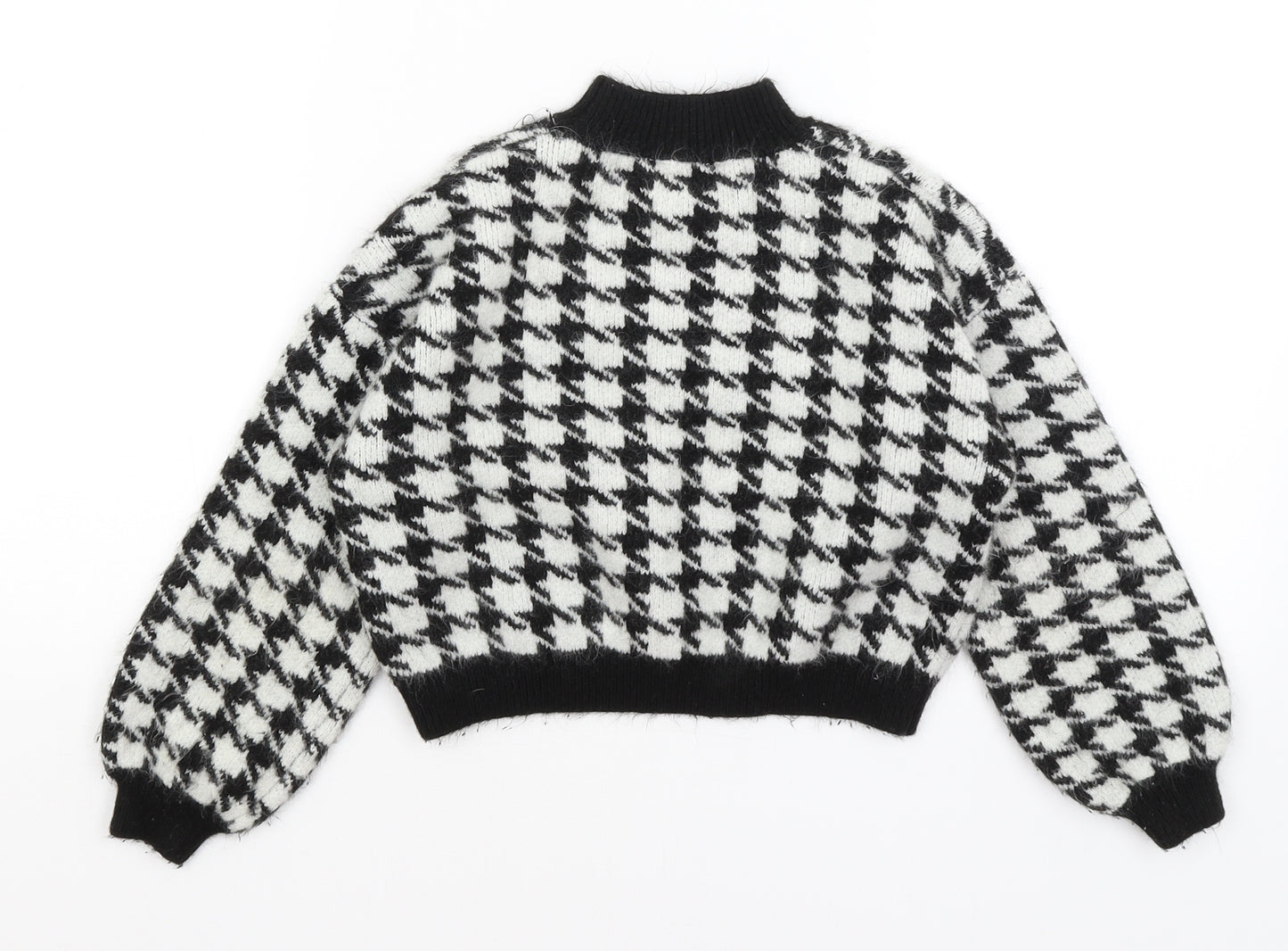 Matalan Girls White Houndstooth  Pullover Jumper Size 9 Years
