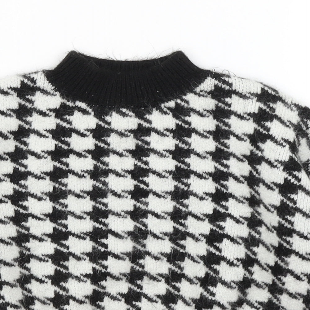 Matalan Girls White Houndstooth  Pullover Jumper Size 9 Years