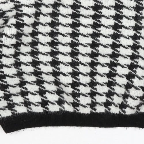 Matalan Girls White Houndstooth  Pullover Jumper Size 9 Years