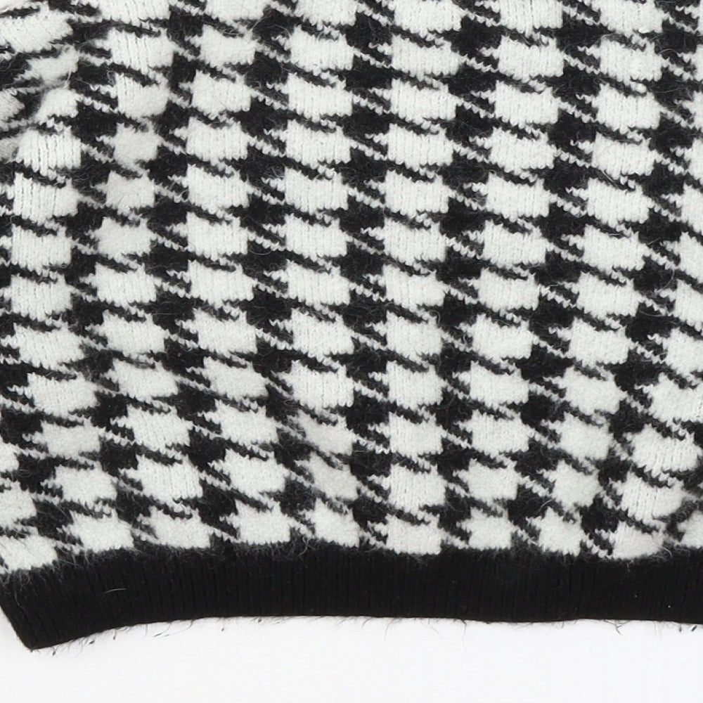 Matalan Girls White Houndstooth  Pullover Jumper Size 9 Years