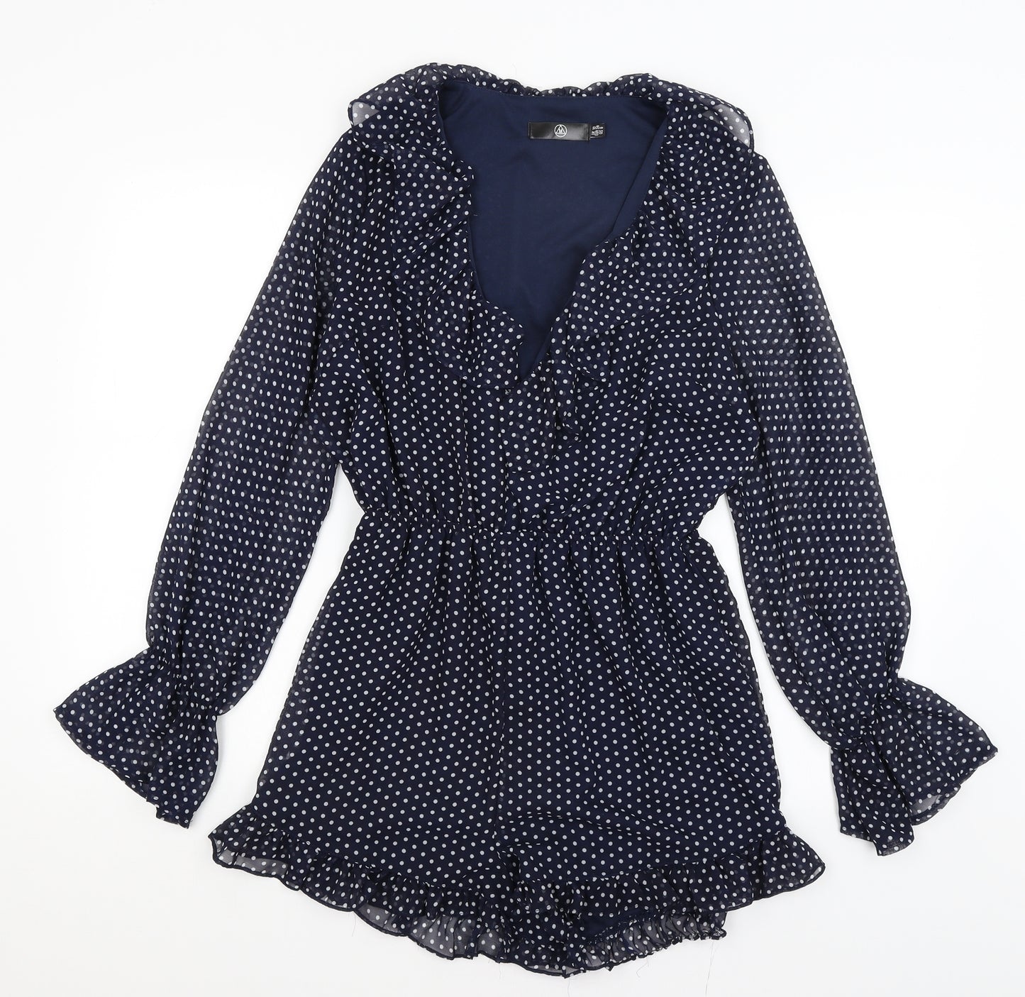 Missguided Womens Blue Polka Dot  Playsuit One-Piece Size 10