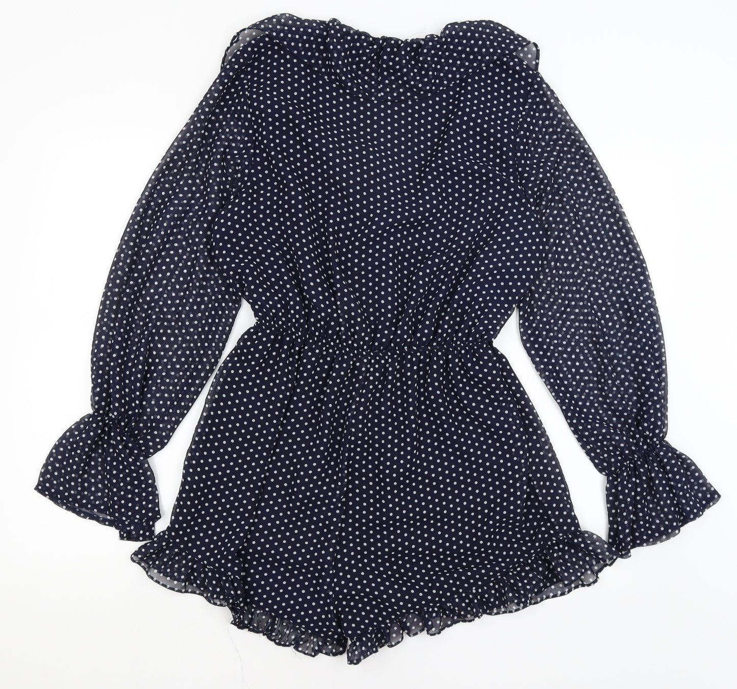 Missguided Womens Blue Polka Dot  Playsuit One-Piece Size 10