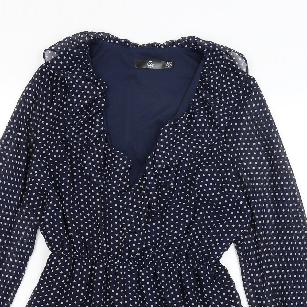 Missguided Womens Blue Polka Dot  Playsuit One-Piece Size 10