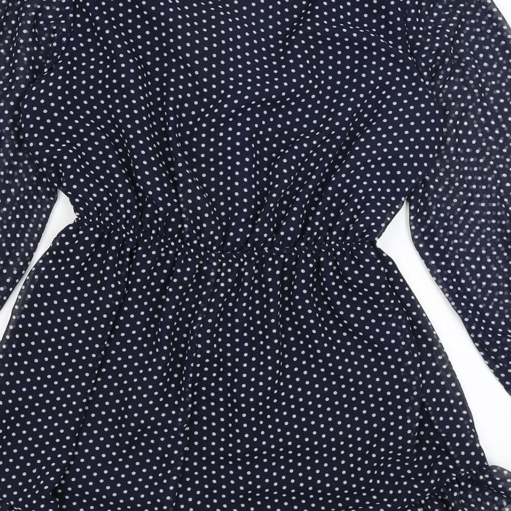 Missguided Womens Blue Polka Dot  Playsuit One-Piece Size 10