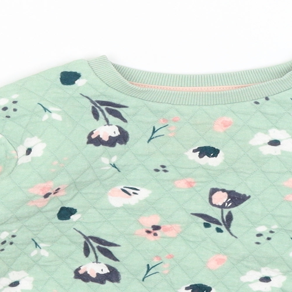 Nutmeg Girls Green Floral  Pullover Jumper Size 2-3 Years