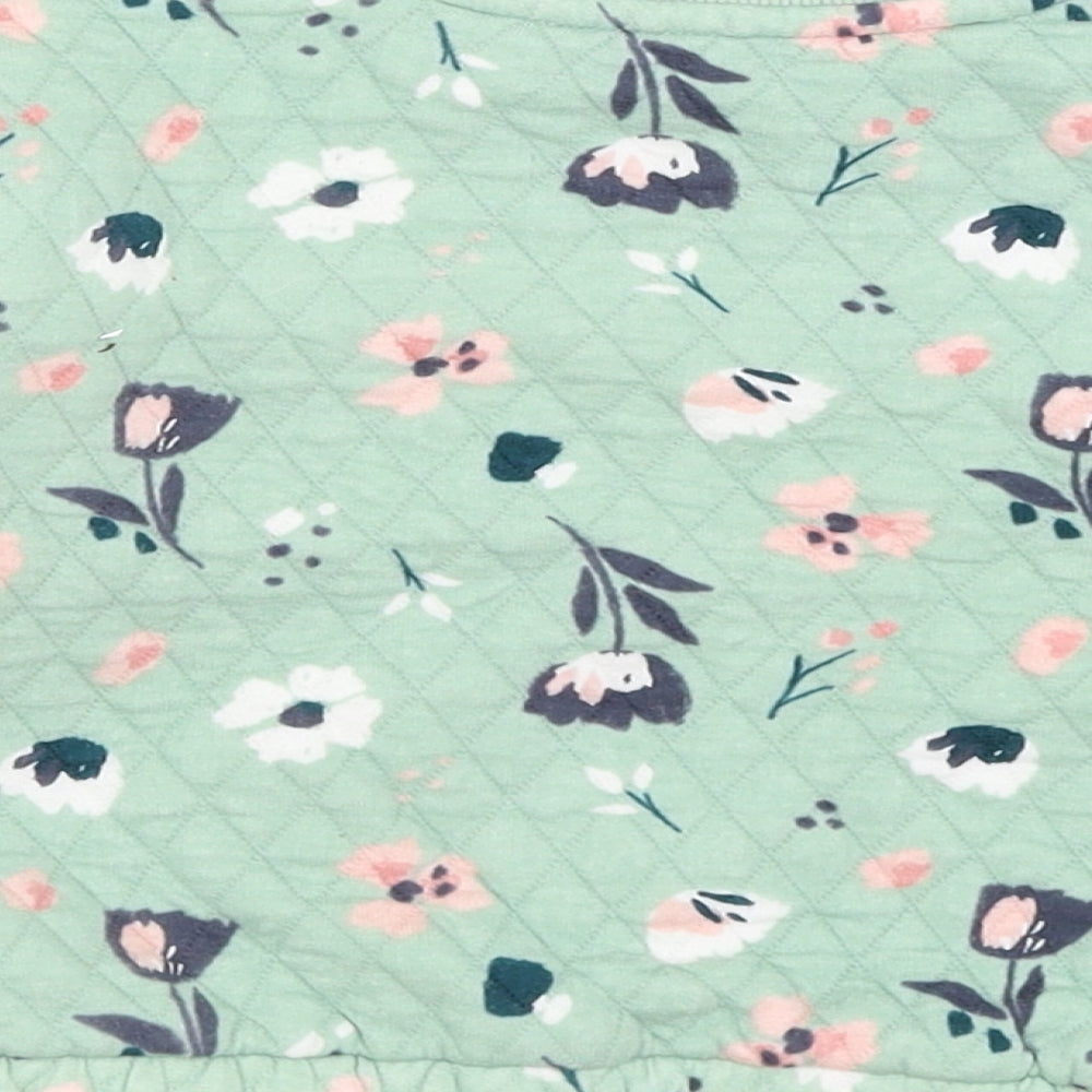 Nutmeg Girls Green Floral  Pullover Jumper Size 2-3 Years