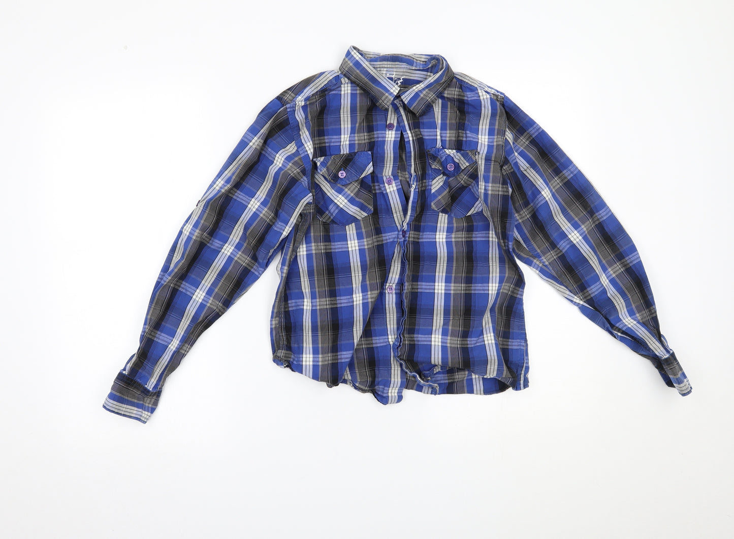 Primark Boys Blue Plaid  Basic Button-Up Size 13 Years