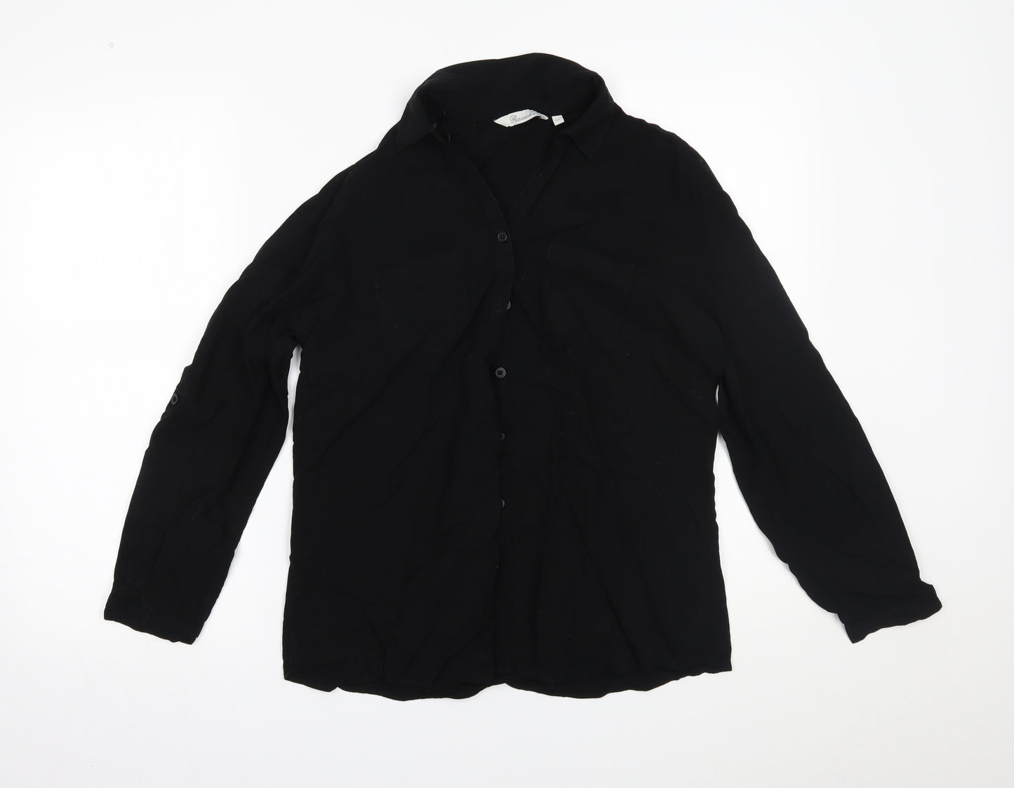 Peacocks Womens Black   Basic Button-Up Size 12