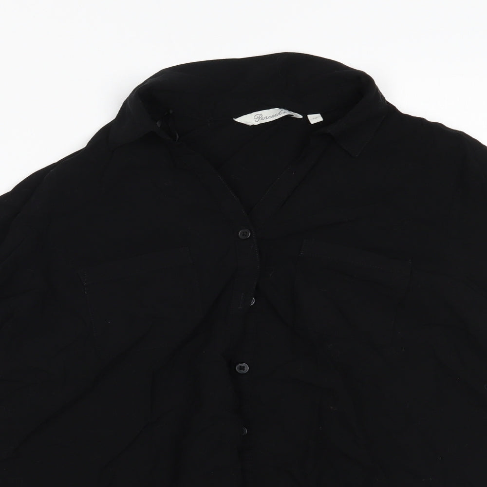 Peacocks Womens Black   Basic Button-Up Size 12