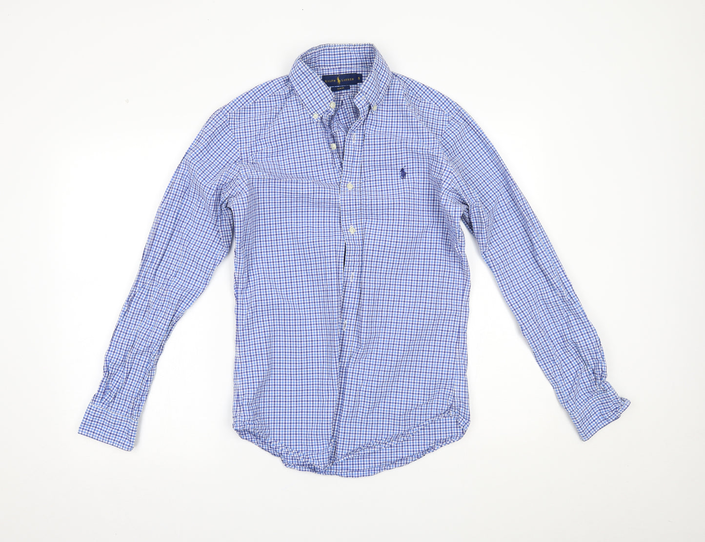 Ralph Lauren Mens Blue Check   Button-Up Size S