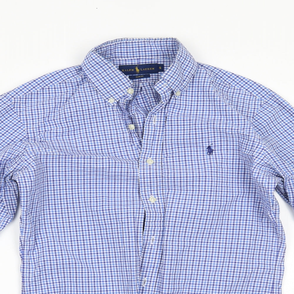 Ralph Lauren Mens Blue Check   Button-Up Size S