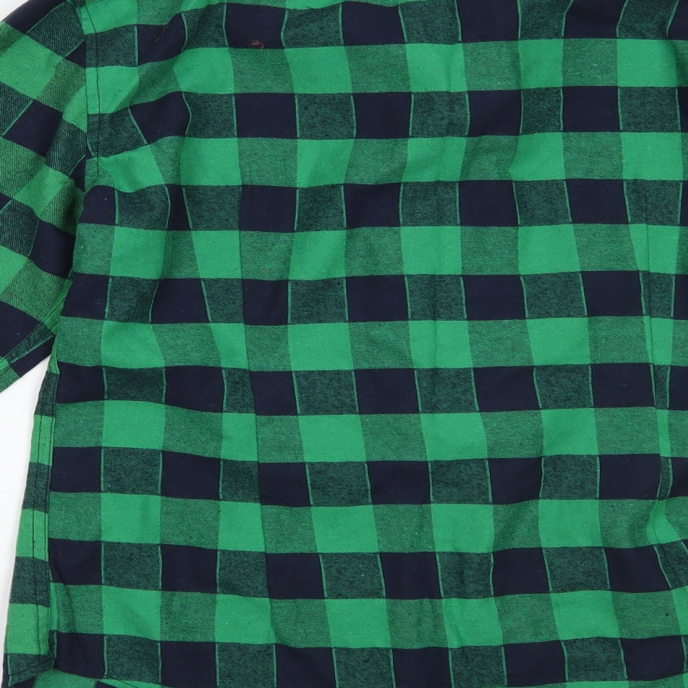 emiqude Mens Green Plaid   Button-Up Size M
