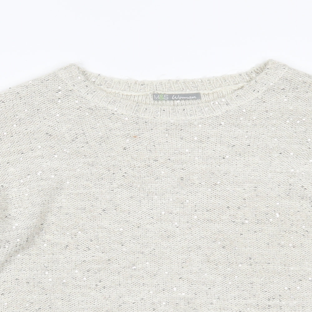 Marks and Spencer Womens Ivory   Pullover Jumper Size 14