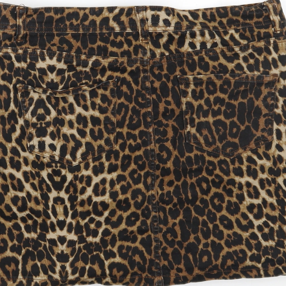 Peacocks Womens Brown Animal Print  Mini Skirt Size 14