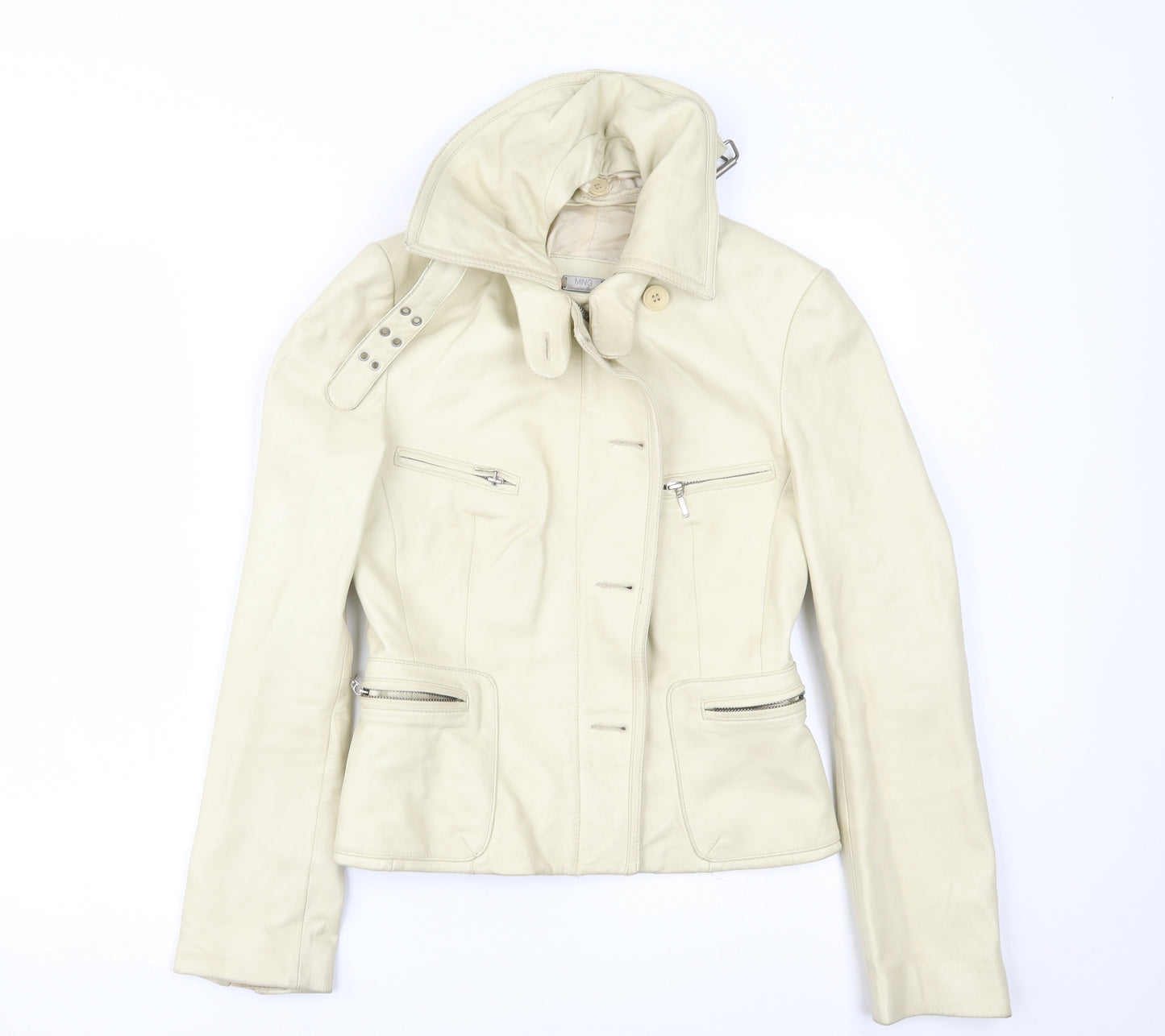 MNG Womens Ivory   Motorcycle Jacket Jacket Size S