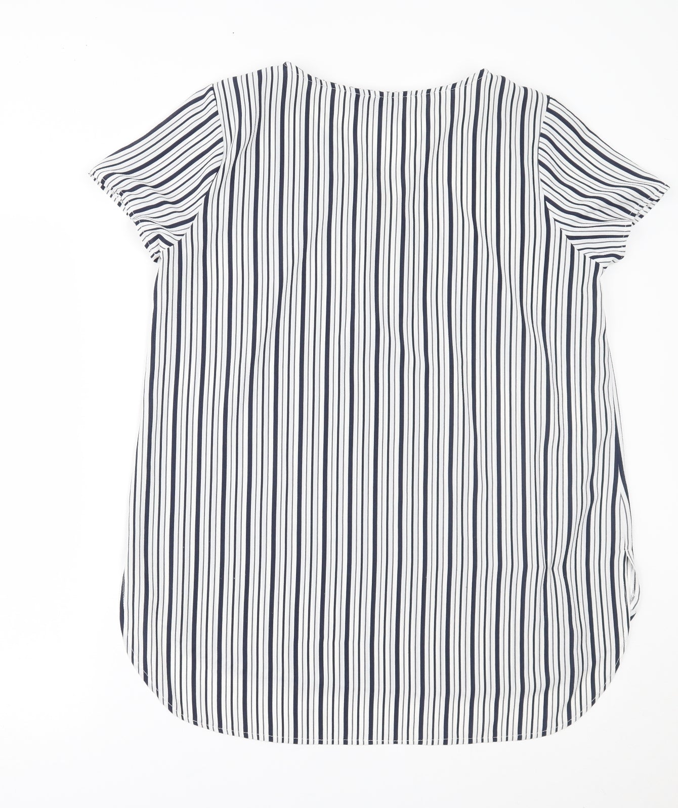New Look Womens White Striped  Basic T-Shirt Size 14