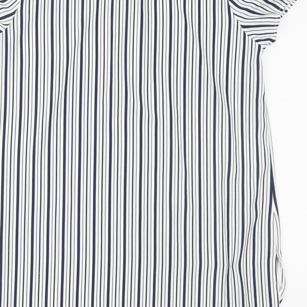 New Look Womens White Striped  Basic T-Shirt Size 14