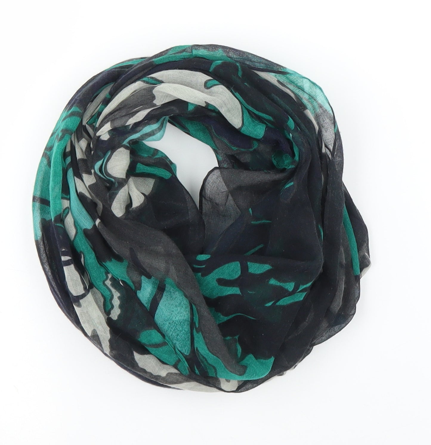 Preworn Unisex Green Floral   Scarf   - Infinity Scarf