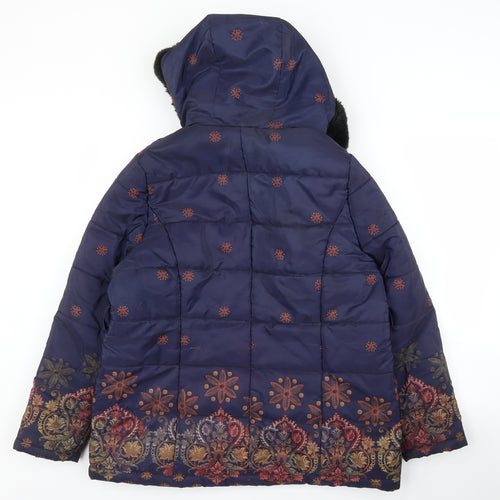 Joe Browns Womens Blue Paisley  Puffer Jacket Coat Size 14