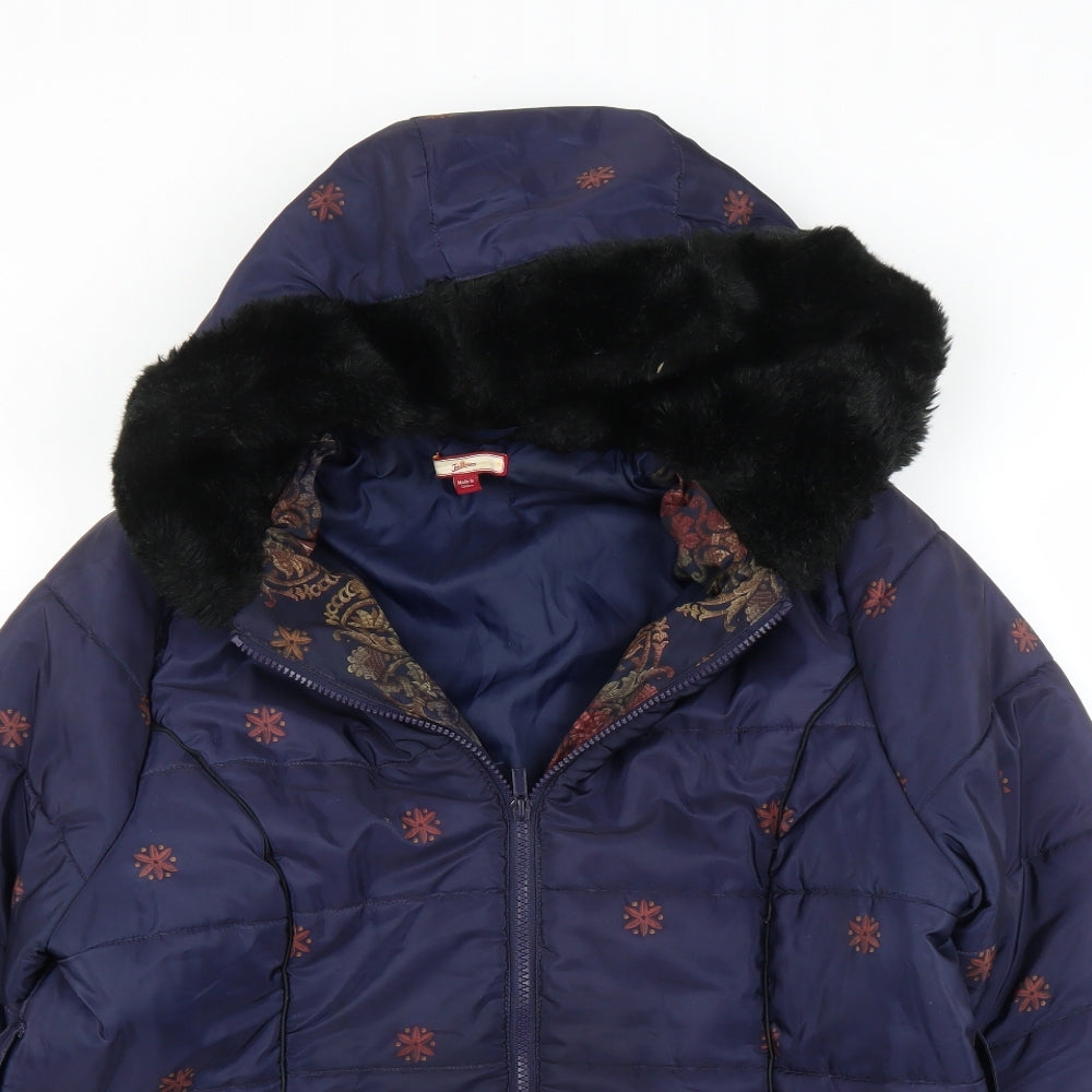 Joe Browns Womens Blue Paisley  Puffer Jacket Coat Size 14