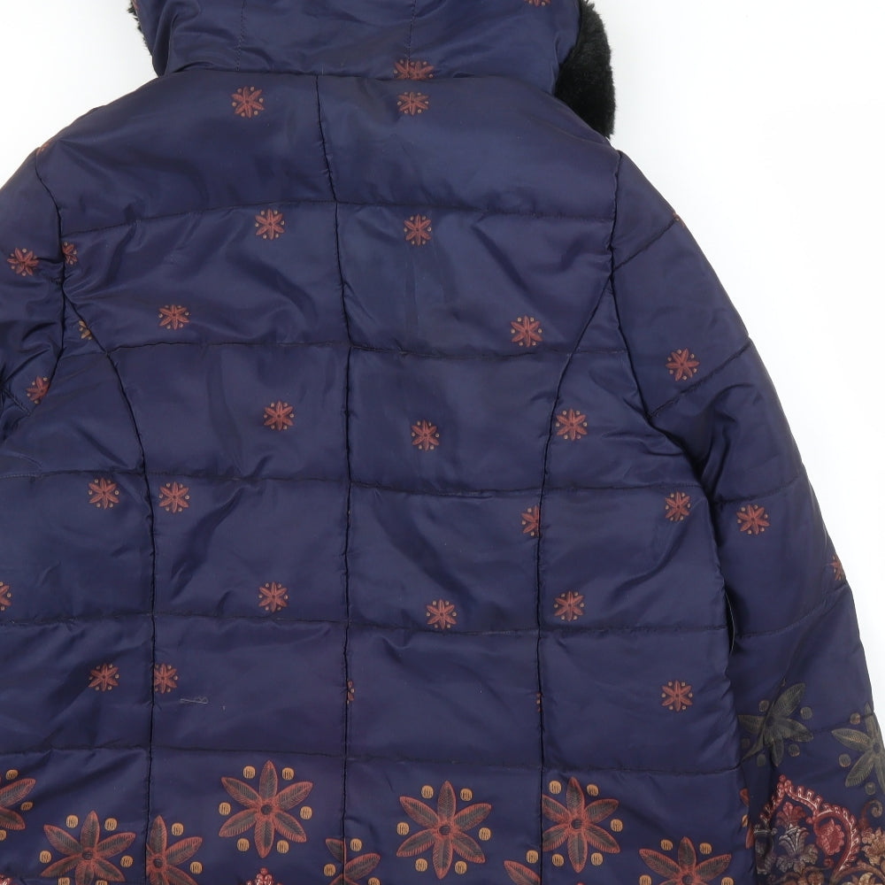 Joe Browns Womens Blue Paisley  Puffer Jacket Coat Size 14