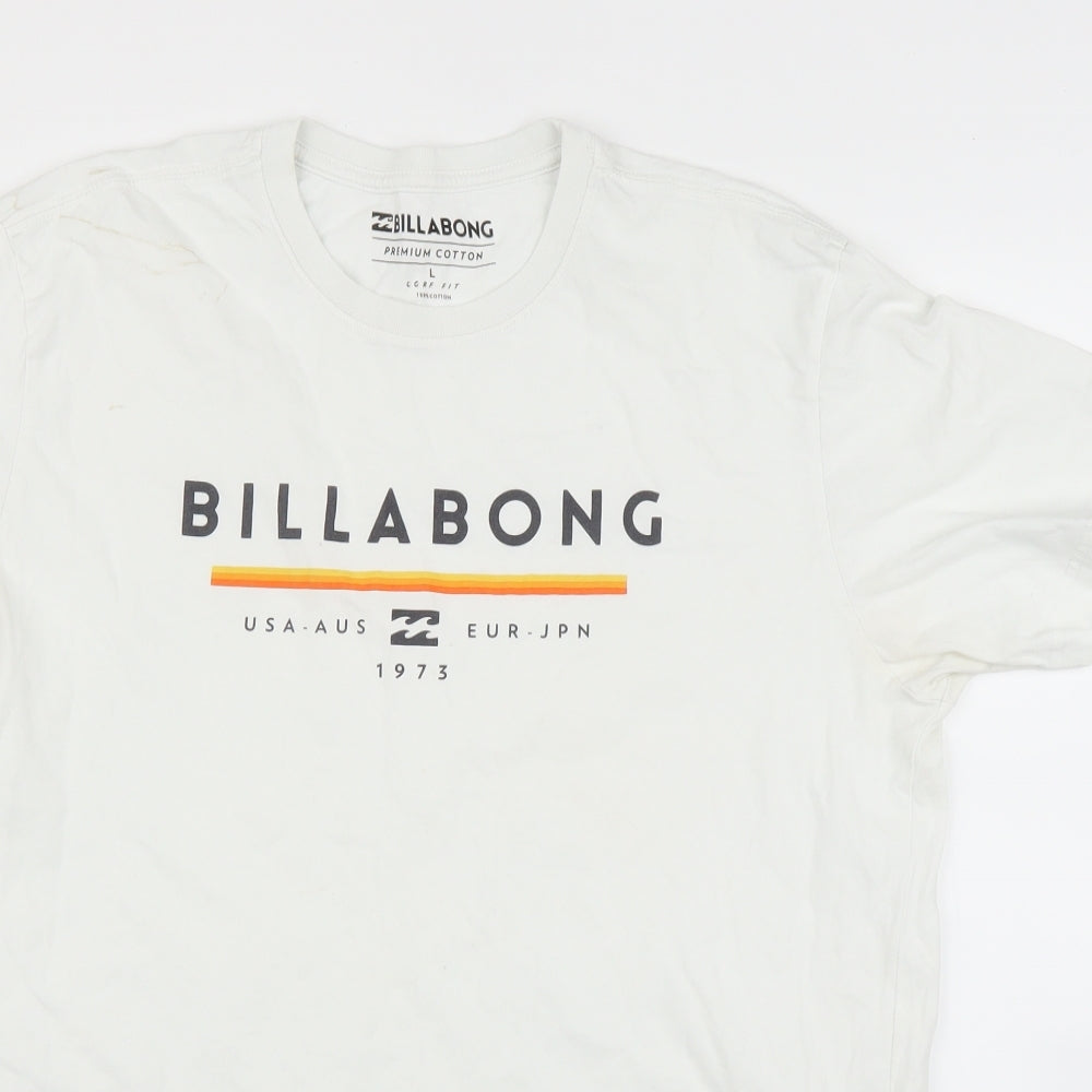 Billabong Mens White    T-Shirt Size L