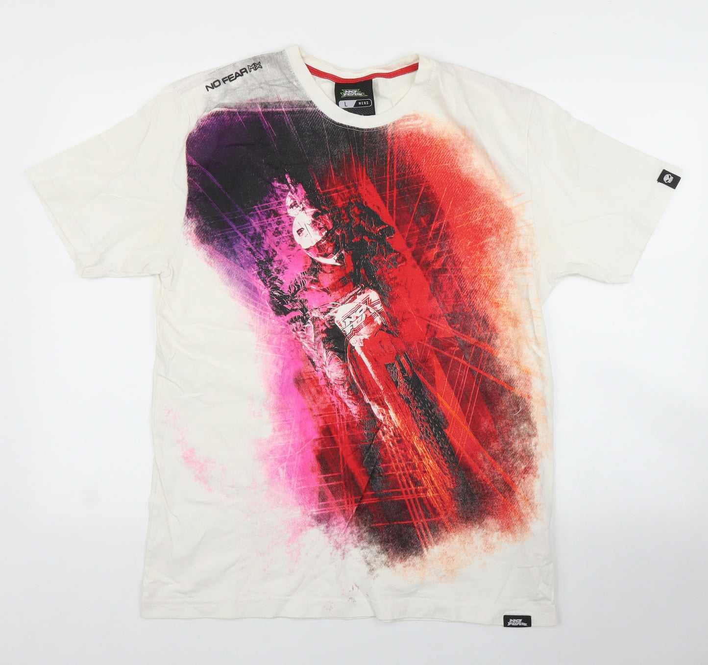 No Fear Mens White    T-Shirt Size L