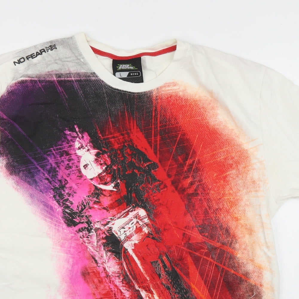 No Fear Mens White    T-Shirt Size L