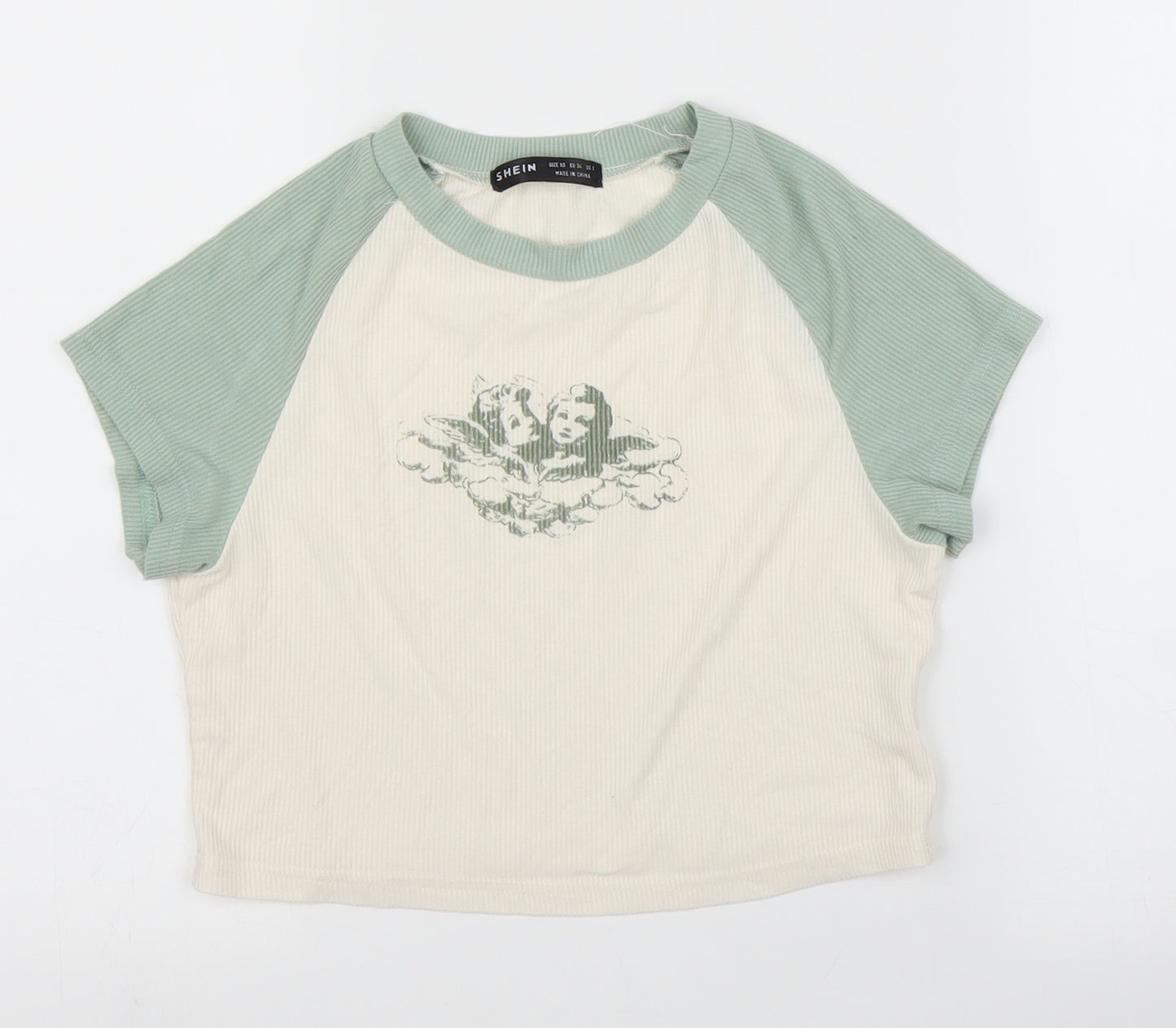 SheIn Womens White  Rayon Cropped T-Shirt Size XS