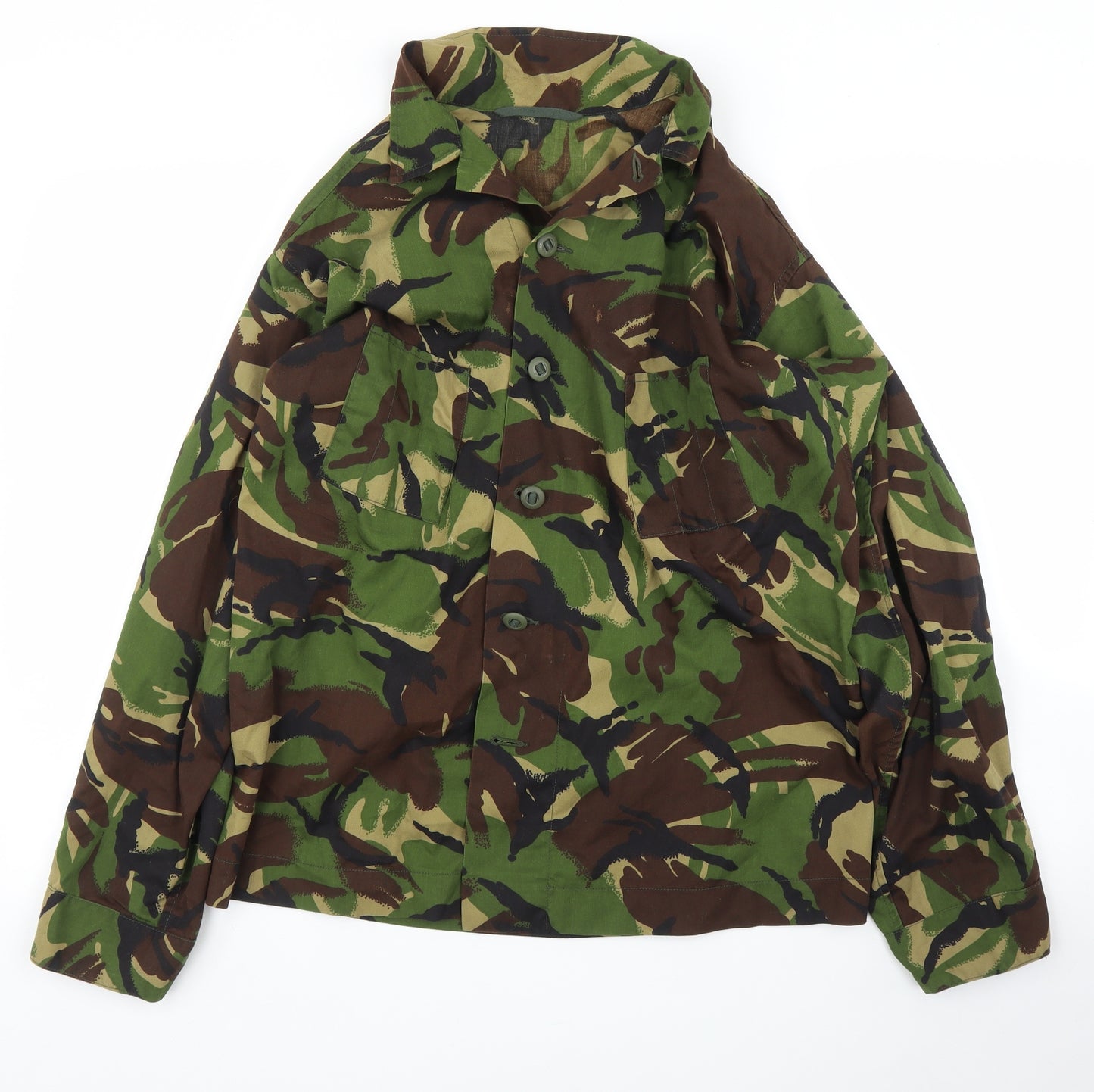 Preworn Mens Green Camouflage   Button-Up Size L