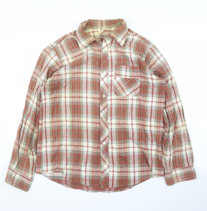 Araela Mens Red Plaid Button-Up Size L