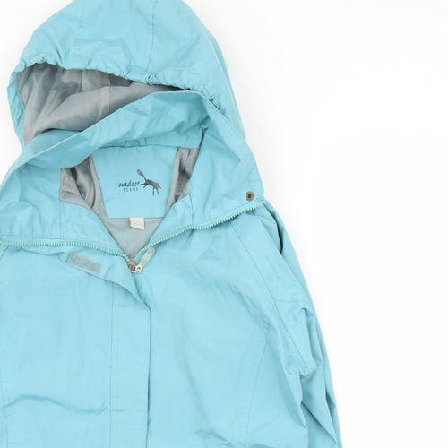 Outdoor Scene Womens Blue   Parka Coat Size 10