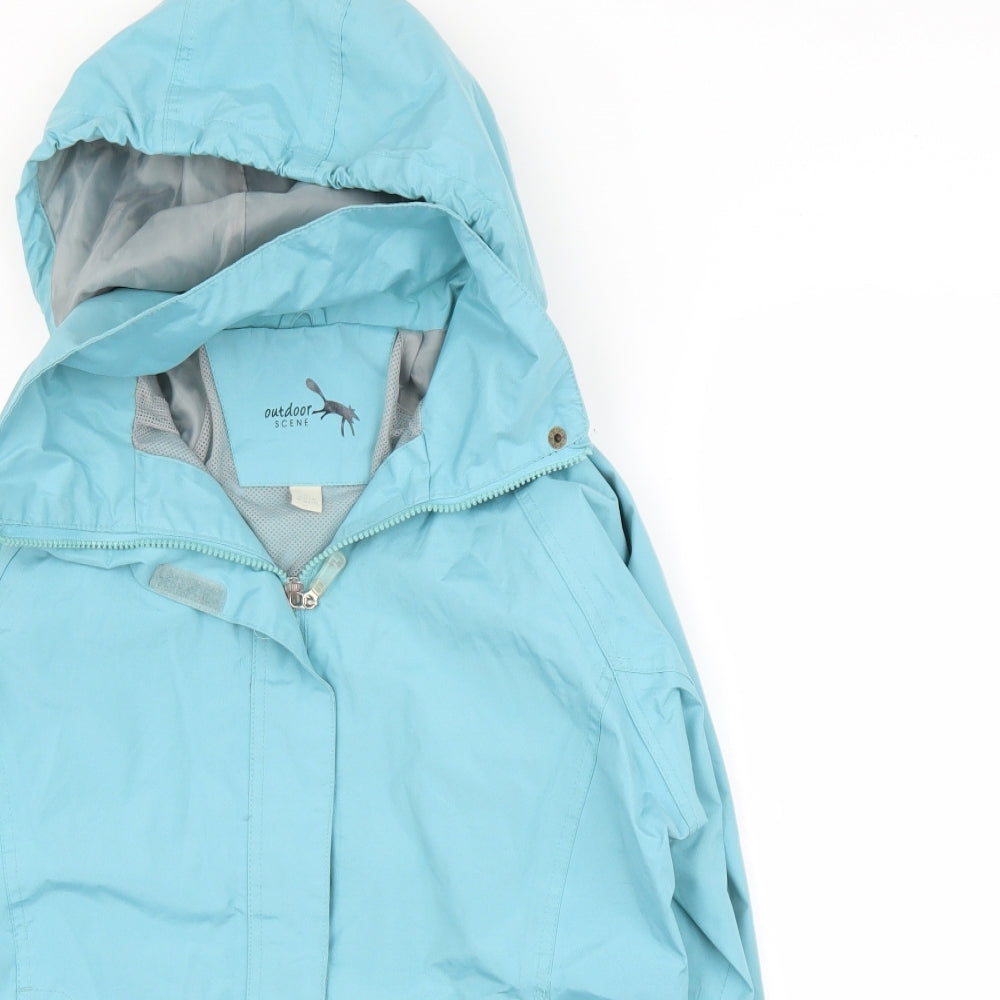 Outdoor Scene Womens Blue   Parka Coat Size 10