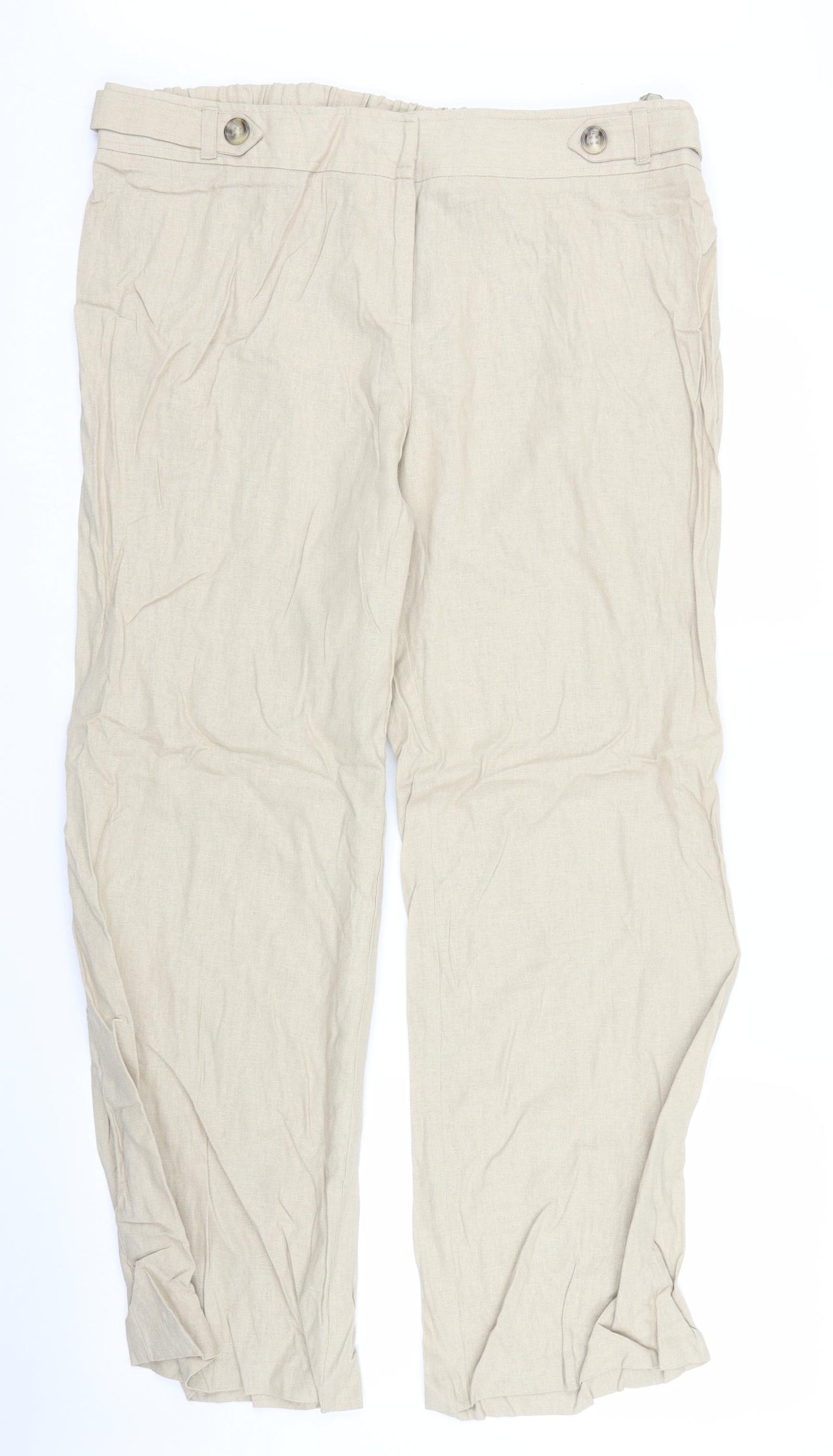 M&Co Womens Beige   Trousers  Size 18 L27 in