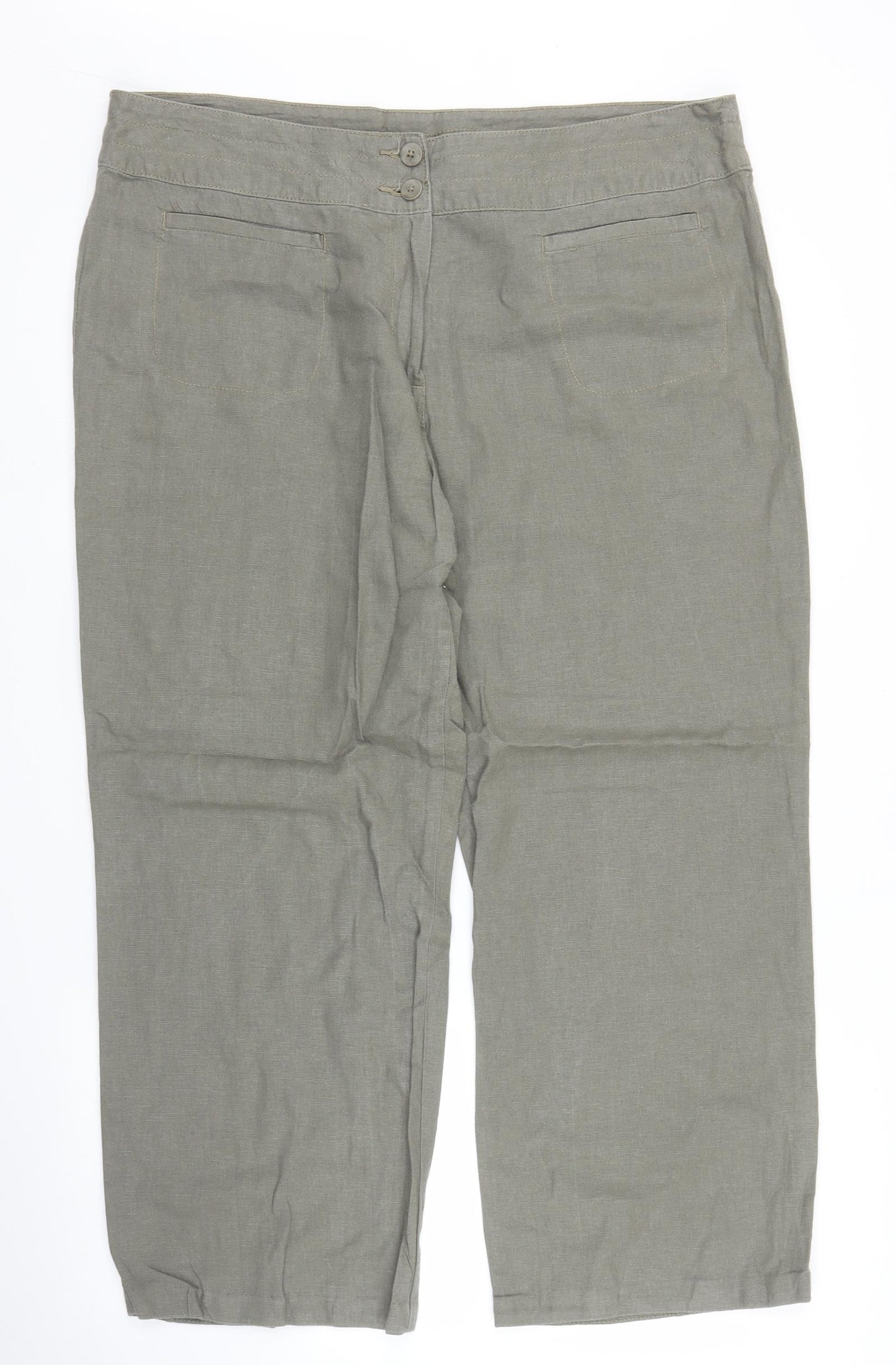 M&S Womens Green   Capri Trousers Size 18 L26 in