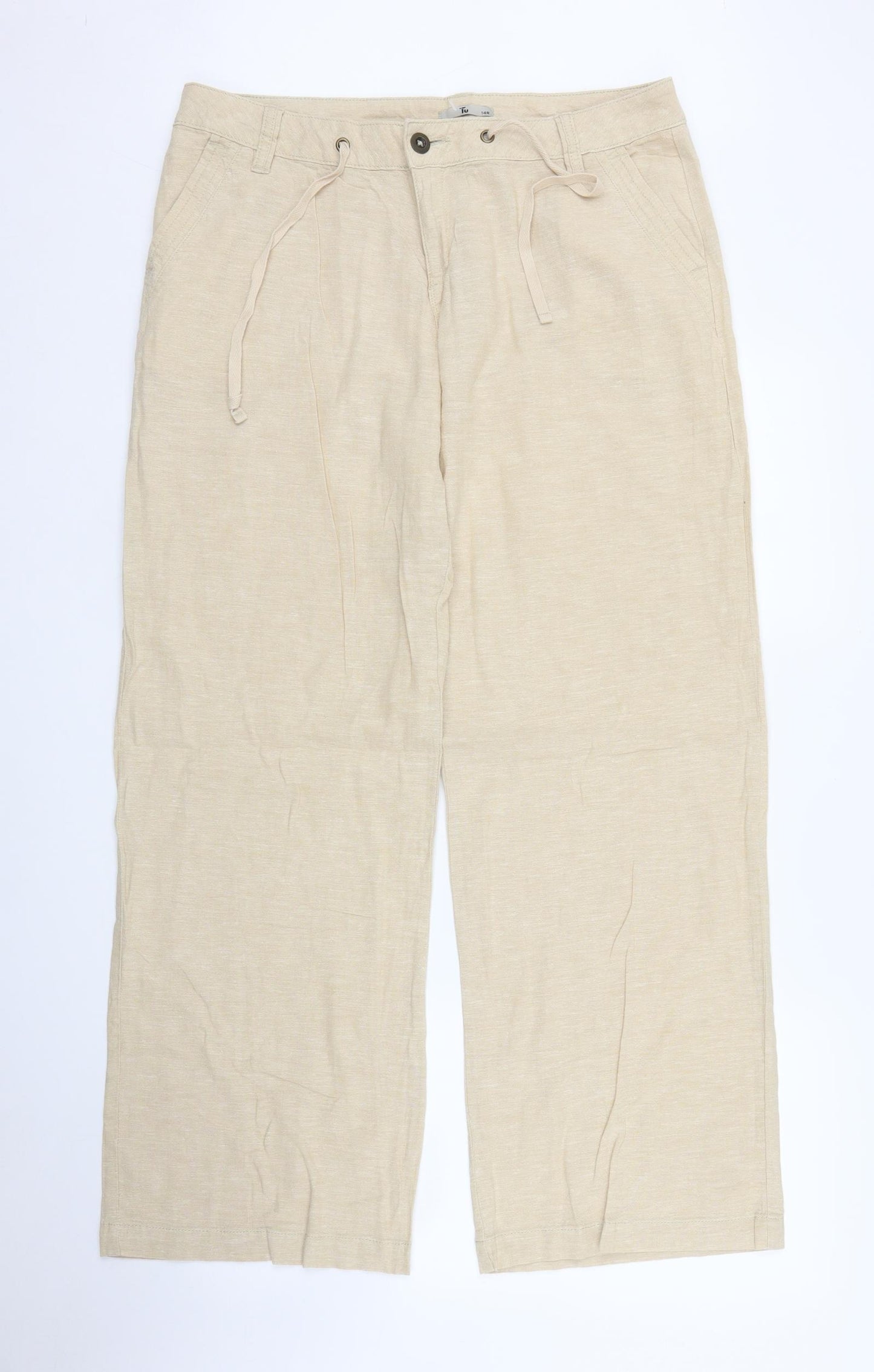 TU Womens Beige   Trousers  Size 14 L29 in