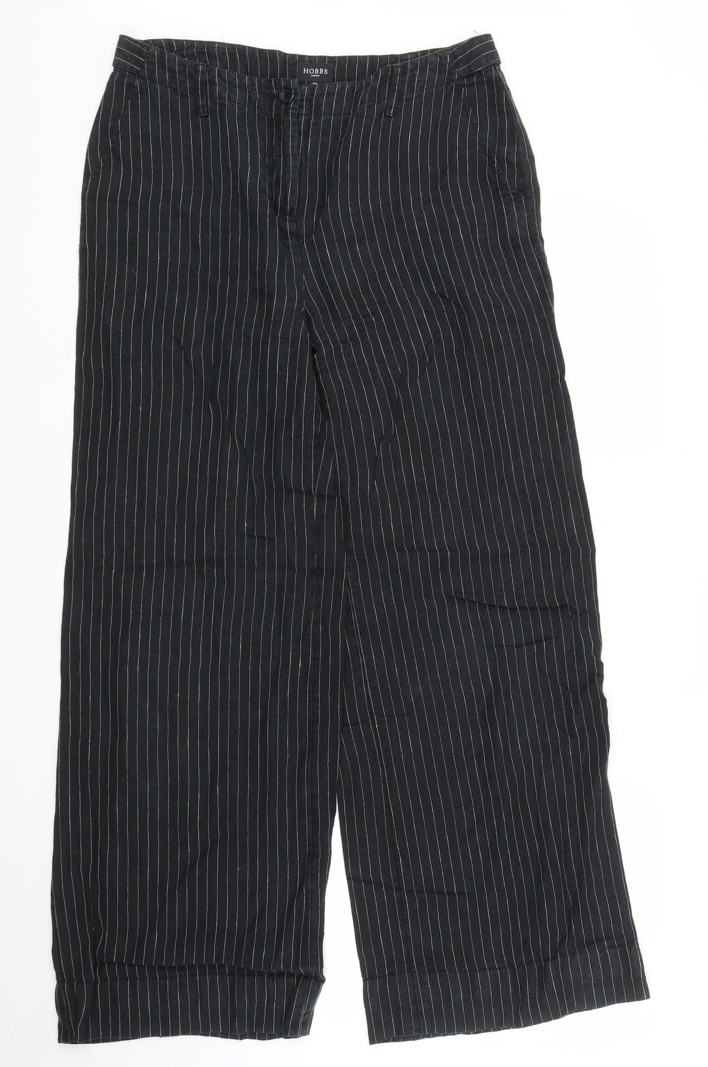 Hobbs Womens Black Striped  Trousers  Size 10 L29 in
