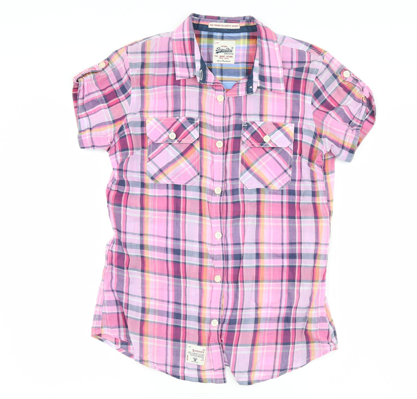 Superdry Womens Pink Check  Basic Blouse Size M